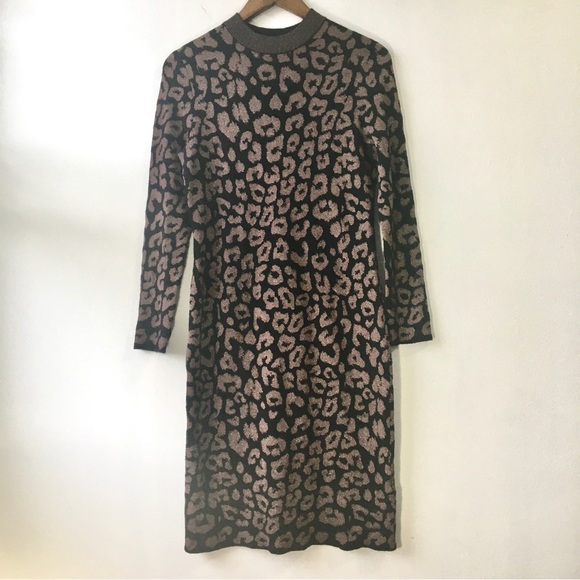 J Crew women’s leopard long sleeve dress. Large size. Stretch fit. - Picture 10 of 14